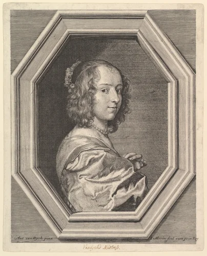 Marguerite Lemon, maitresse d'Antoine van Dyck by Jean Morin, print, 1605-1650
