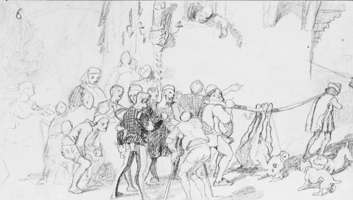 The Fable of the Miller, His Son and the Donkey No. 6 by Elihu Vedder, artwork, 1860