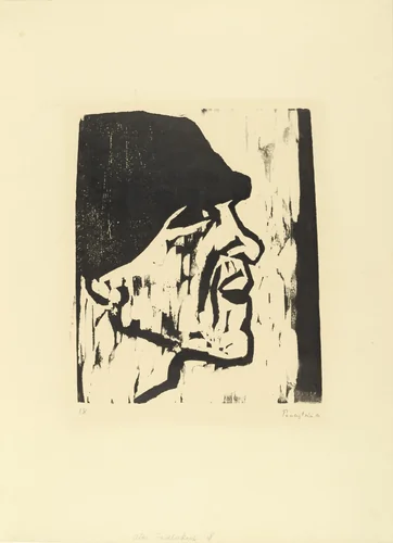 Head of a Fisherman VII (Fischerkopf VII) from the portfolio Brücke 1912 by Max Pechstein, print, 1911
