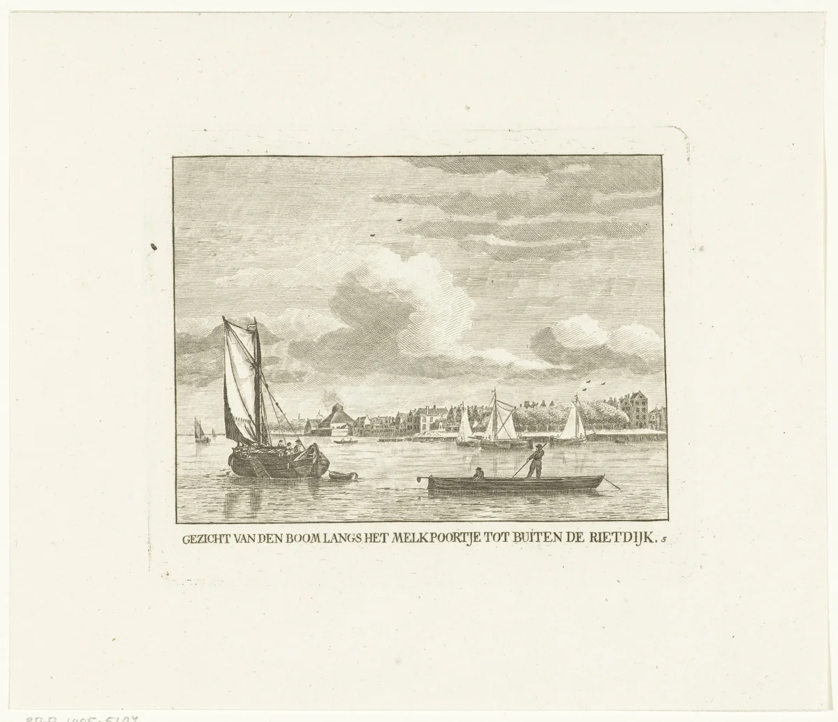 Gezicht over Merwede vanaf Boom langs Melkpoortje op Riedijk by Carel Frederik Bendorp, print, 1803