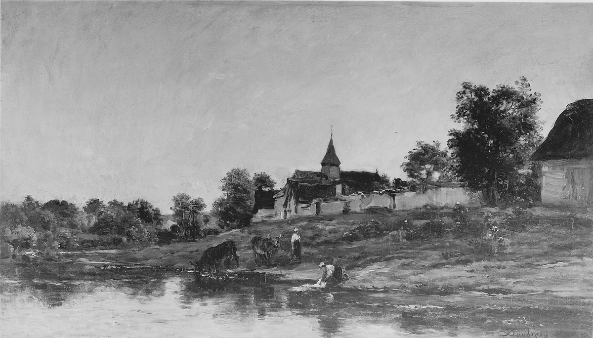 On the Bank of the Seine at Portejoie by Charles-François Daubigny, painting, 1860-1870
