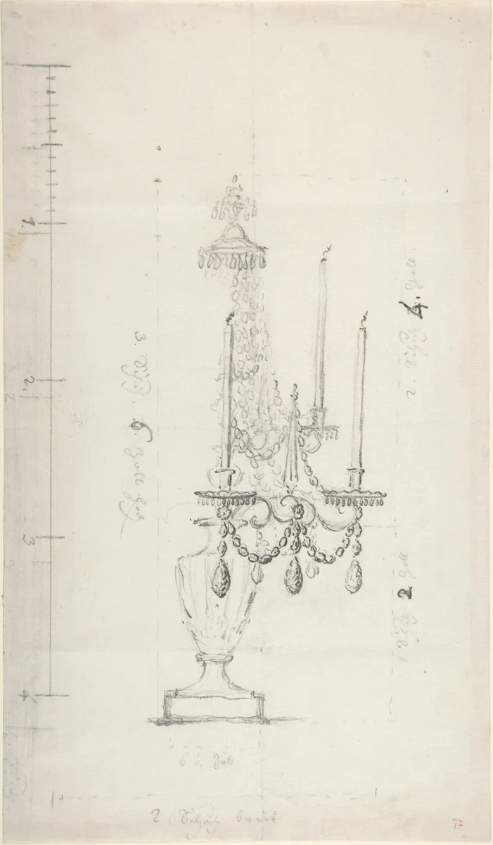Designs for a Chandelier by anonymous, drawing, 1765-1795