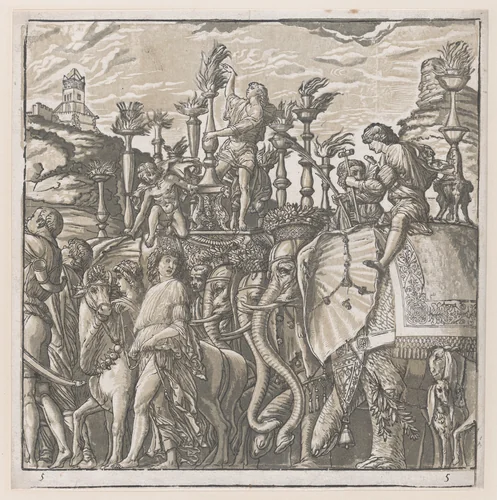 Sheet 5: Elephants, from "The Triumph of Julius Caesar" by Andrea Andreani, print, 1599