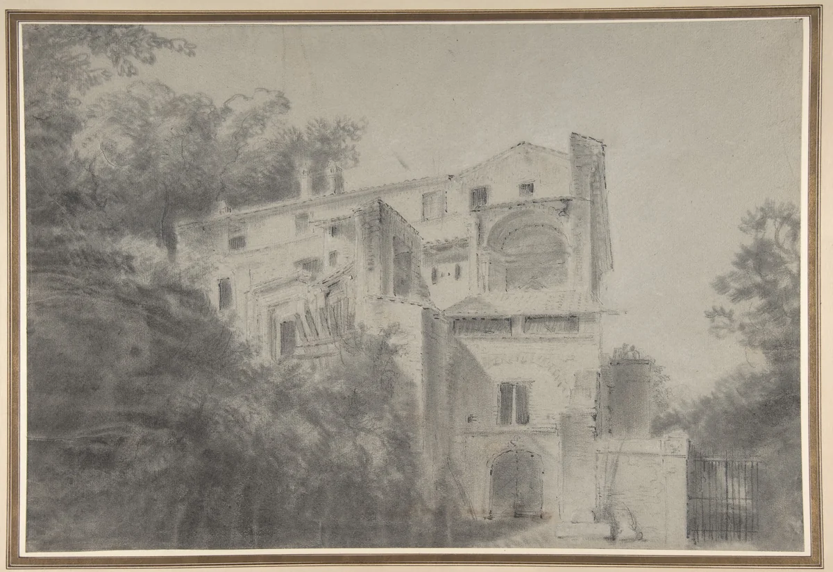 View of the Palazza Madama, Rome (?) by Charles Michel-Ange Challe, drawing, 1730-1778