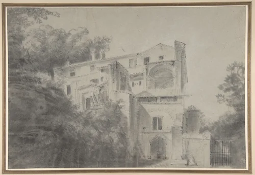 View of the Palazza Madama, Rome (?) by Charles Michel-Ange Challe, drawing, 1730-1778