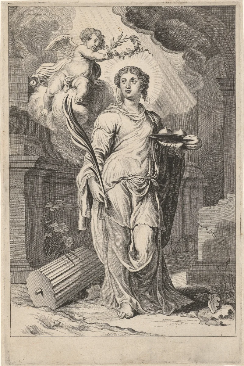 H. Agatha by Theodor Matham, print, 1615-1676