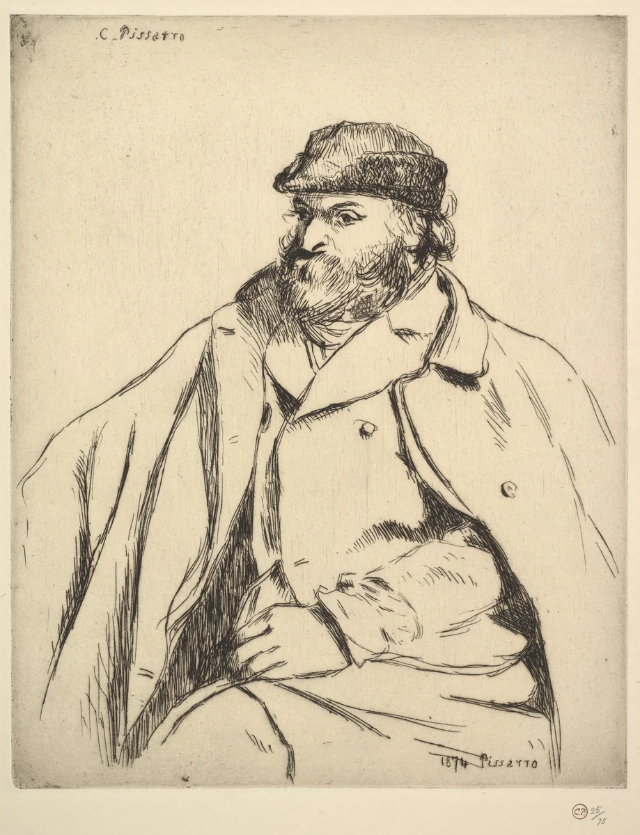 Portrait of Paul Cézanne by Camille Pissarro, print, 1874