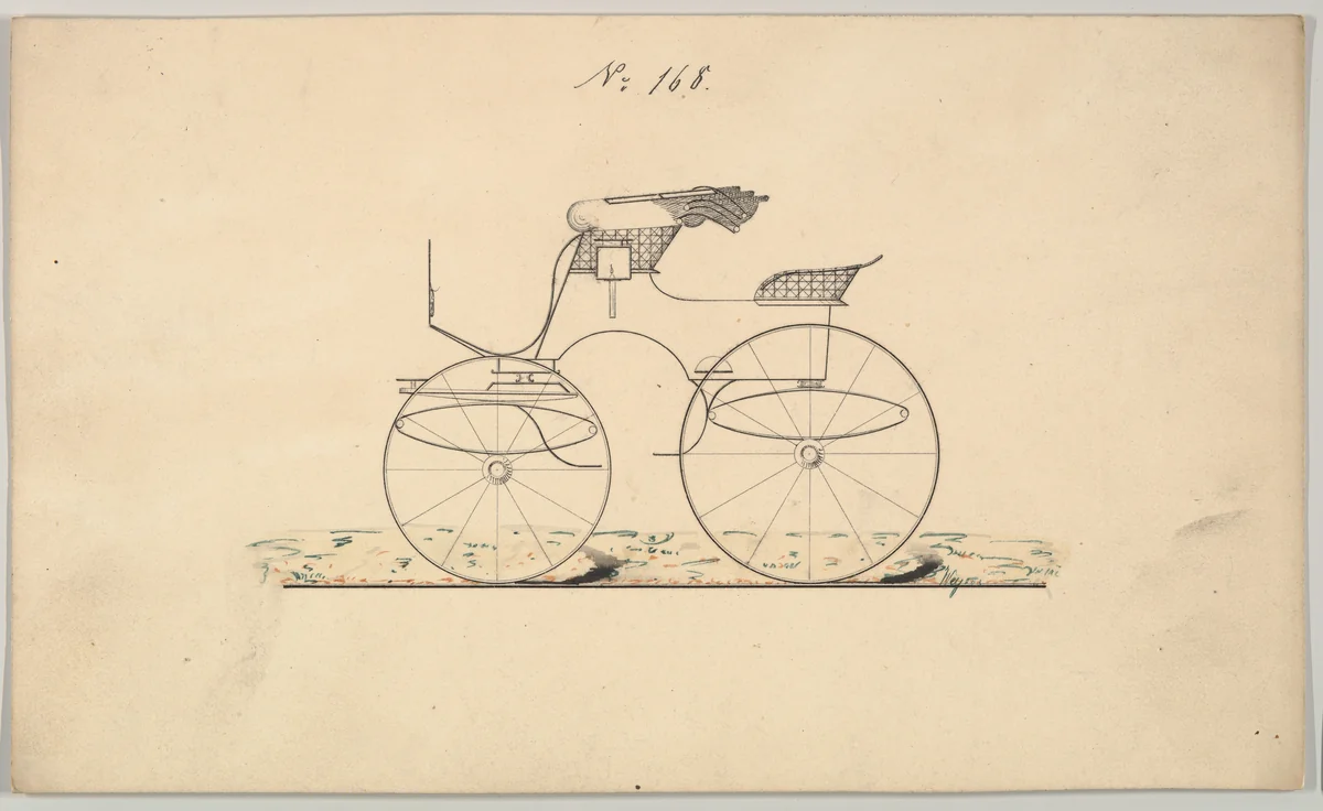 Design for Phaeton, no. 168 by Brewster & Co., drawing, 1850-1874