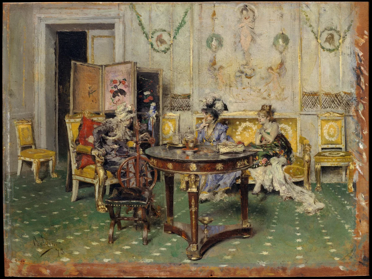 Gossip by Giovanni Boldini, painting, 1873