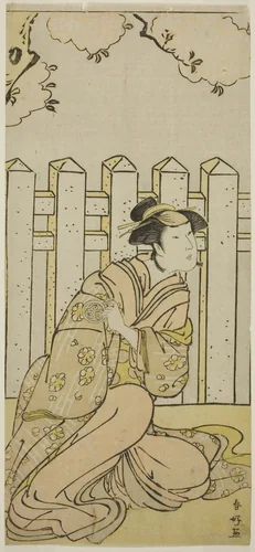 The Actor Osagawa Tsuneyo II as Onoe in the Play Haru no Nishiki Date-zome Soga, Performed at the Nakamura Theater in the Fourth Month, 1790 by Katsukawa Shunko, print, 1785-1795