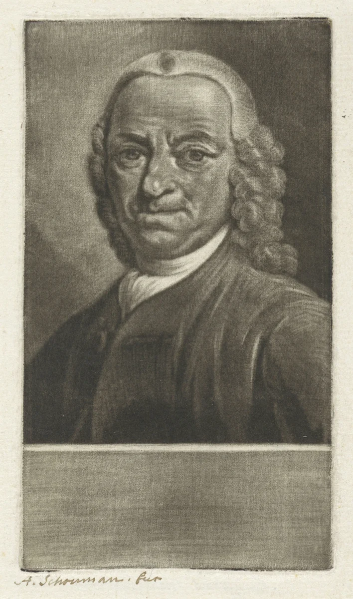 Portret van en man, mogelijk Gerrit Kuipers by Aert Schouman, print, 1750-1792