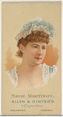 Sadie Martinot, from World's Beauties, Series 2 (N27) for Allen & Ginter Cigarettes by Allen & Ginter, print, 1888