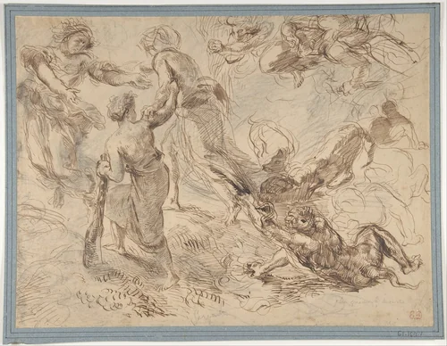The Triumph of Genius over Envy by Eugène Delacroix, drawing, 1844-1856