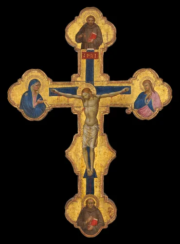 Crucifix by Master of the Orcagnesque Misericordia, painting, 1370-1375