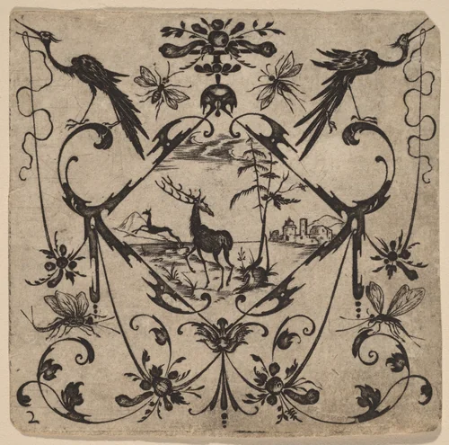 Ornament with Grotesque by Master CR, print, 1616