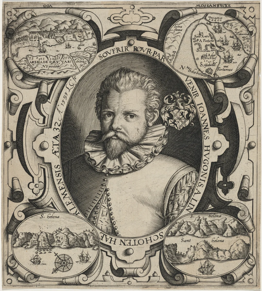 Joannes Hugo van Linschoten by Unknown 19th Century, print, 1595