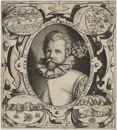 Joannes Hugo van Linschoten by Unknown 19th Century, print, 1595
