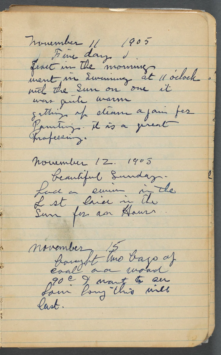 Sketchbook, page 007: Notes by Maurice Prendergast, book, 1905-1910