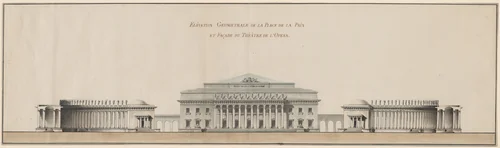 Geometrical Elevation of the Peace Plaza and Façade of the Opera House by Giacomo Quarenghi, drawing, 1780-1790