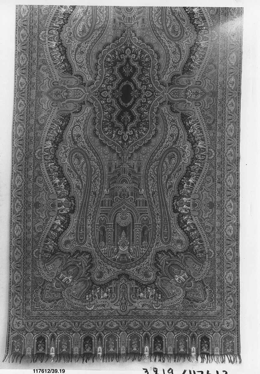 Shawl by M. Pin, textile, 1800-1899