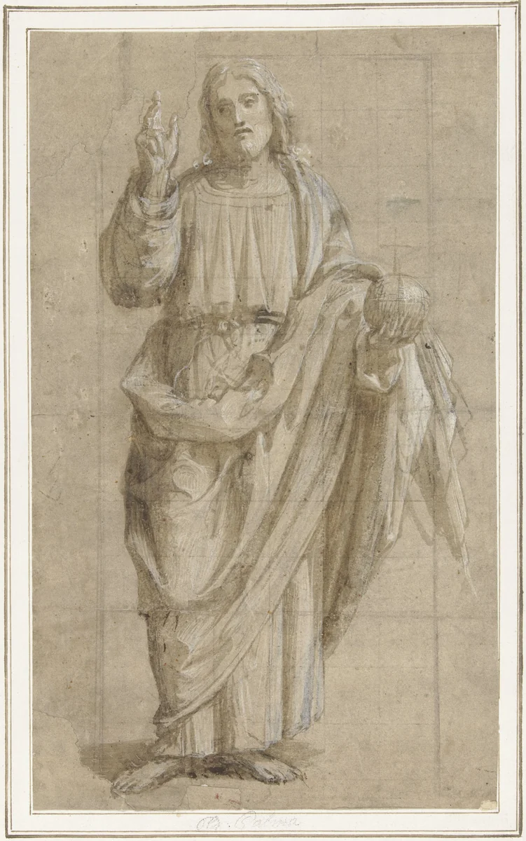 Christus als Salvator Mundi by Unknown, drawing, 1450-1520