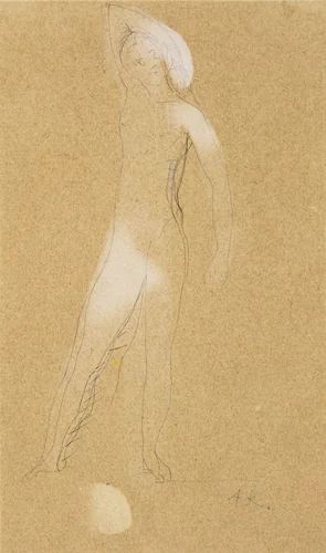 Nude Study by Auguste Rodin, drawing, 1890