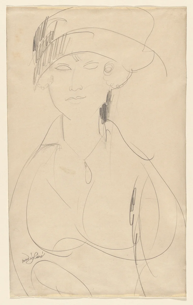 Portrait of a Woman by Amedeo Modigliani, drawing, 1919