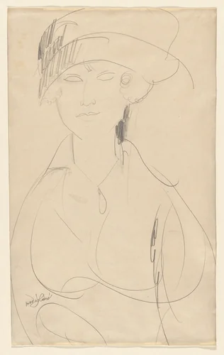 Portrait of a Woman by Amedeo Modigliani, drawing, 1919
