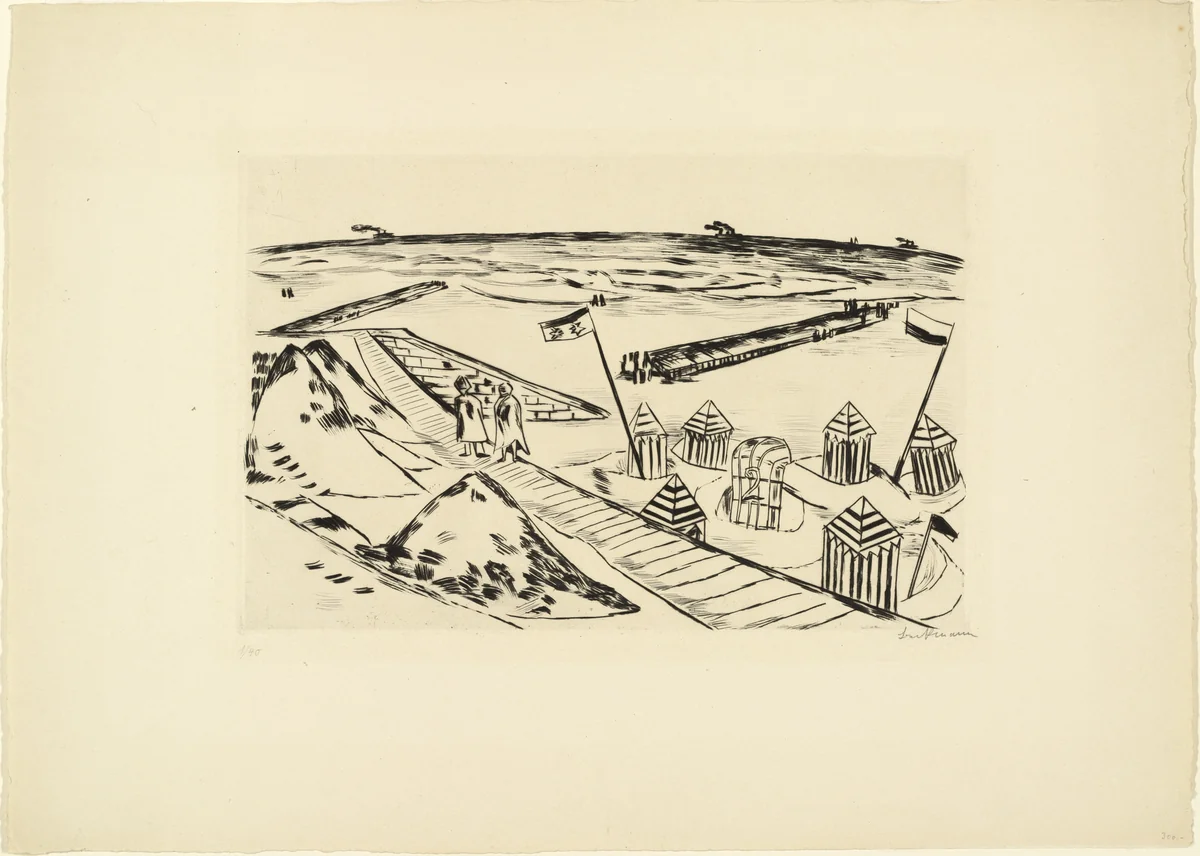 Beach (Strand) by Max Beckmann, print, 1922