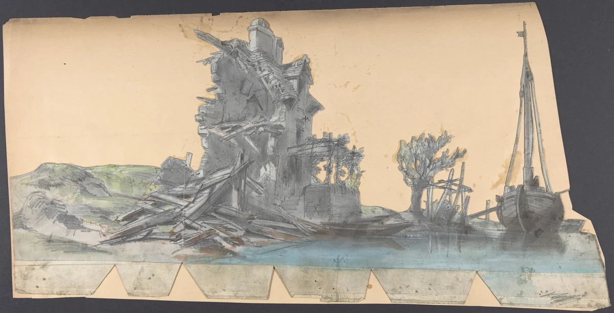 Design for a Stage Set at the Opéra, Paris by Eugène Cicéri, drawing, 1830-1890