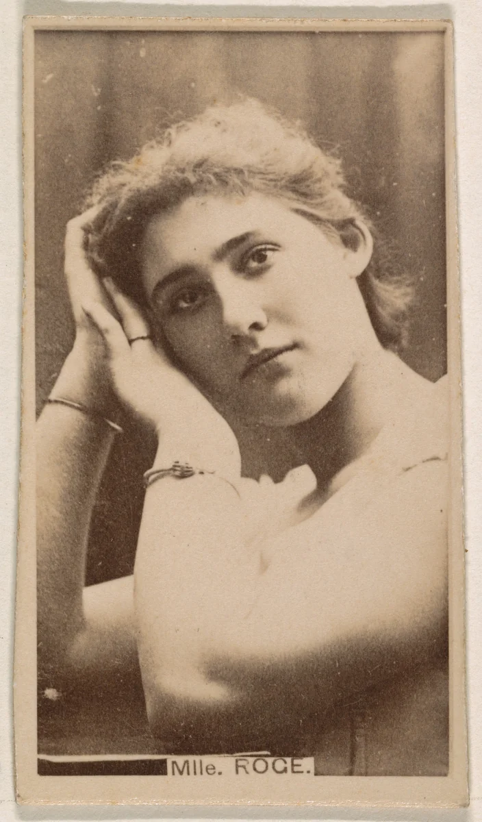 Mlle. Roge, from the Actresses series (N245) issued by Kinney Brothers to promote Sweet Caporal Cigarettes by Kinney Brothers Tobacco Company, photograph, 1890