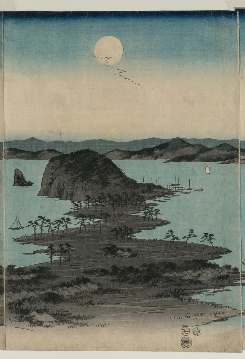 Full Moon on Kanazawa, Musashi by Utagawa Hiroshige (歌川広重), print, 1857