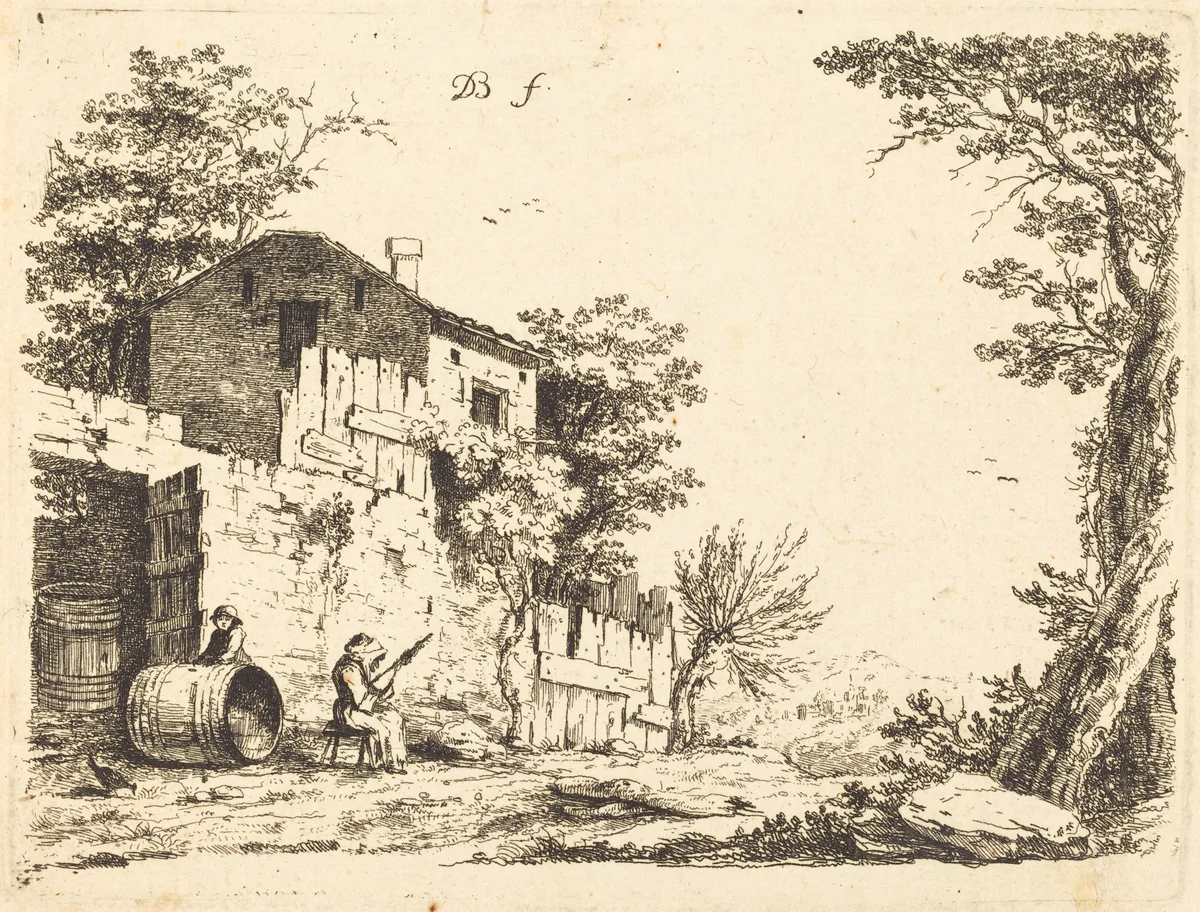 The Spinner by Jean Jacques de Boissieu, print, 1759