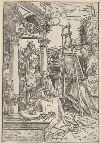 Saint Luke Painting the Virgin by Hans Burgkmair, print, 1507