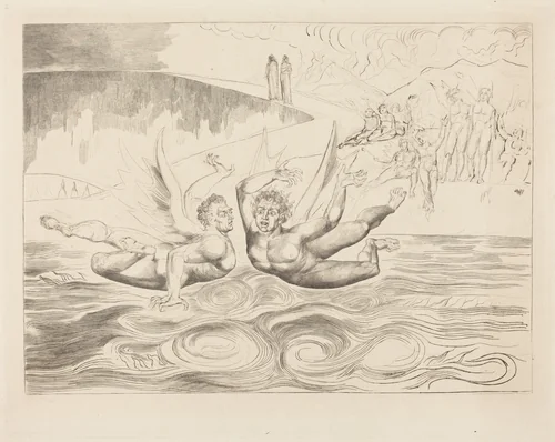 The Circle of the Corrupt Officials; the Devils Mauling Each Other by William Blake, print, 1827