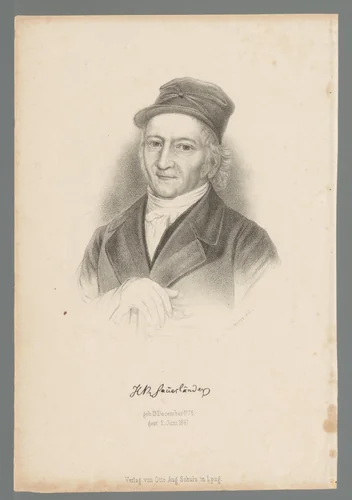 Portret van Heinrich Remigius Sauerländer by Carl Friedrich Patzschke, print, 1840-1860