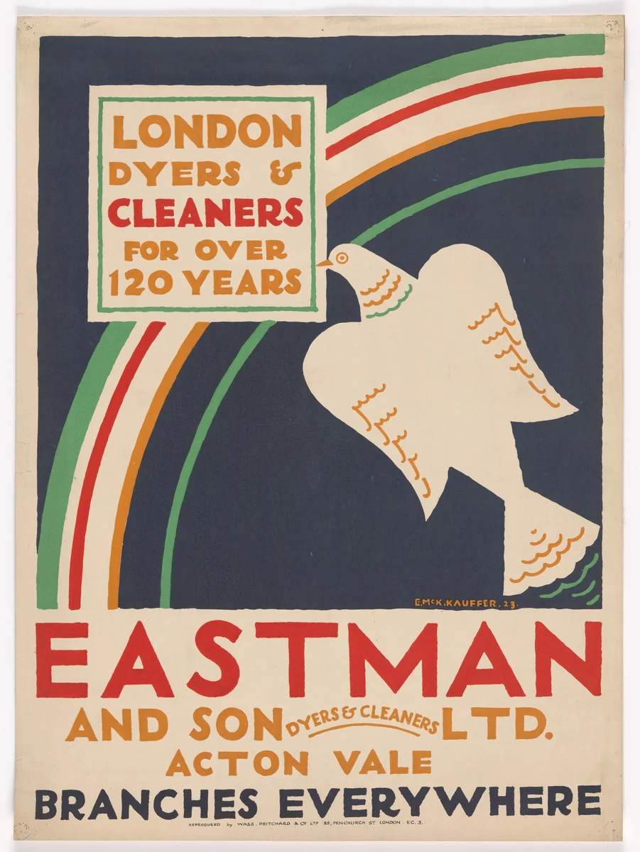 Eastman and Son Ltd., London Dyers & Cleaners for over 120 Years by E. McKnight Kauffer, design, 1923