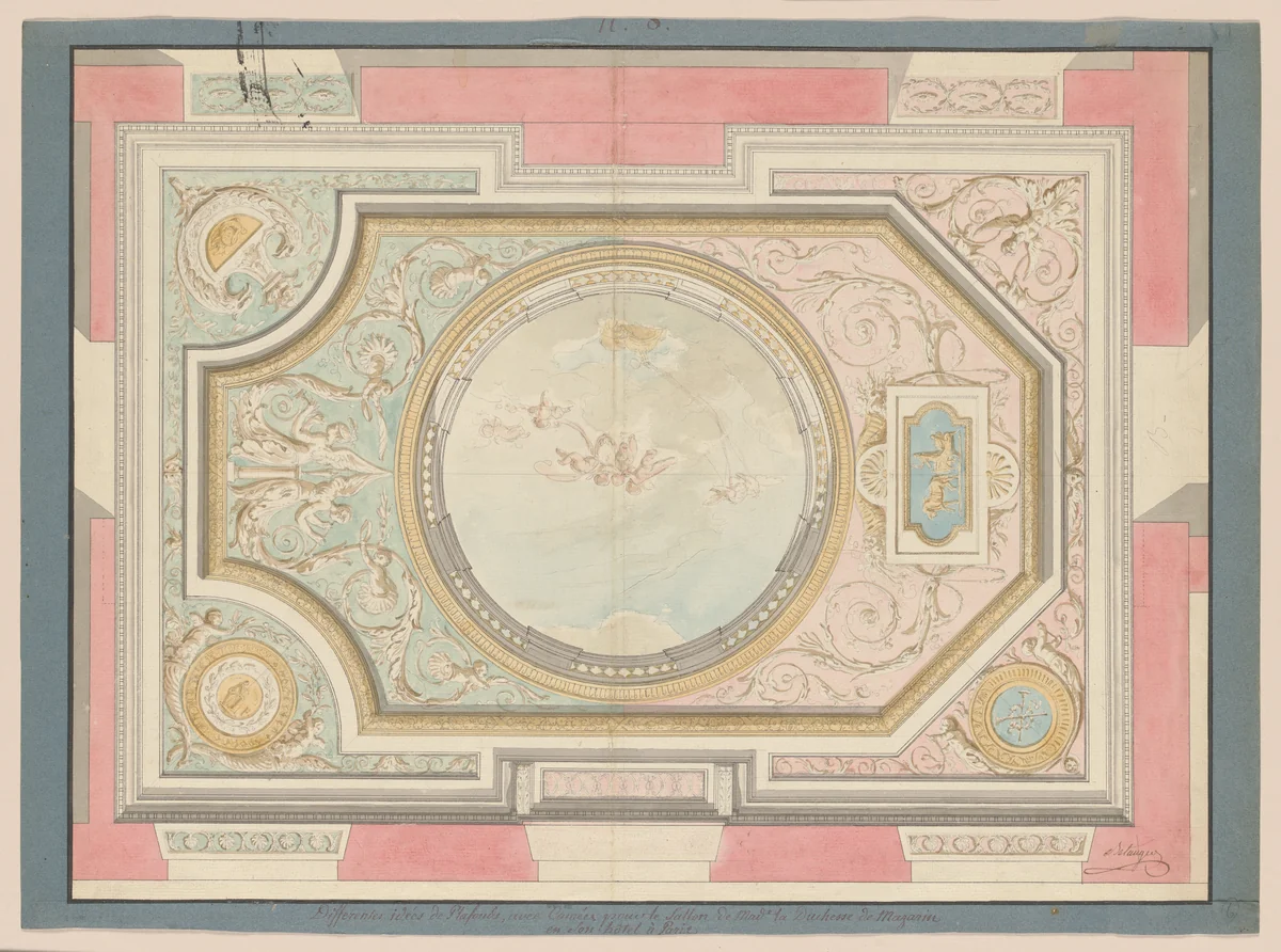 Study for a Ceiling of a Salon in the Hôtel de Mazarin by François Joseph Belanger, drawing, 1775-1785