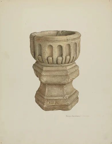 Stone Baptismal Font by Rose Campbell-Gerke, index of american design, 1940
