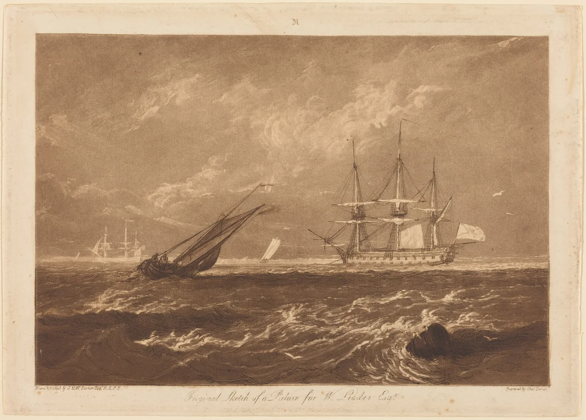 The Leader Sea Piece by Joseph Mallord William Turner, print, 1809