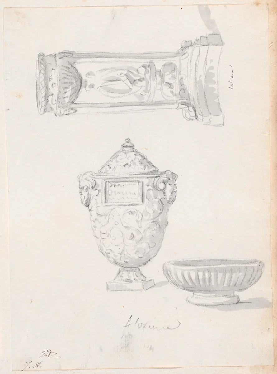 Decorative Details from Florence and the Vatican by Jacques-Louis David, drawing, 1775-1780
