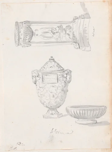 Decorative Details from Florence and the Vatican by Jacques-Louis David, drawing, 1775-1780