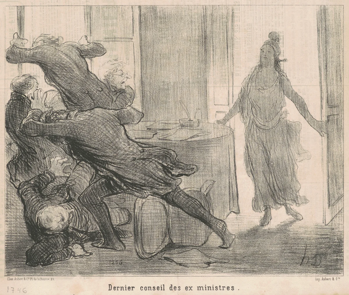 Dernier conseil des ex-ministres by Honoré Daumier, print, 1848