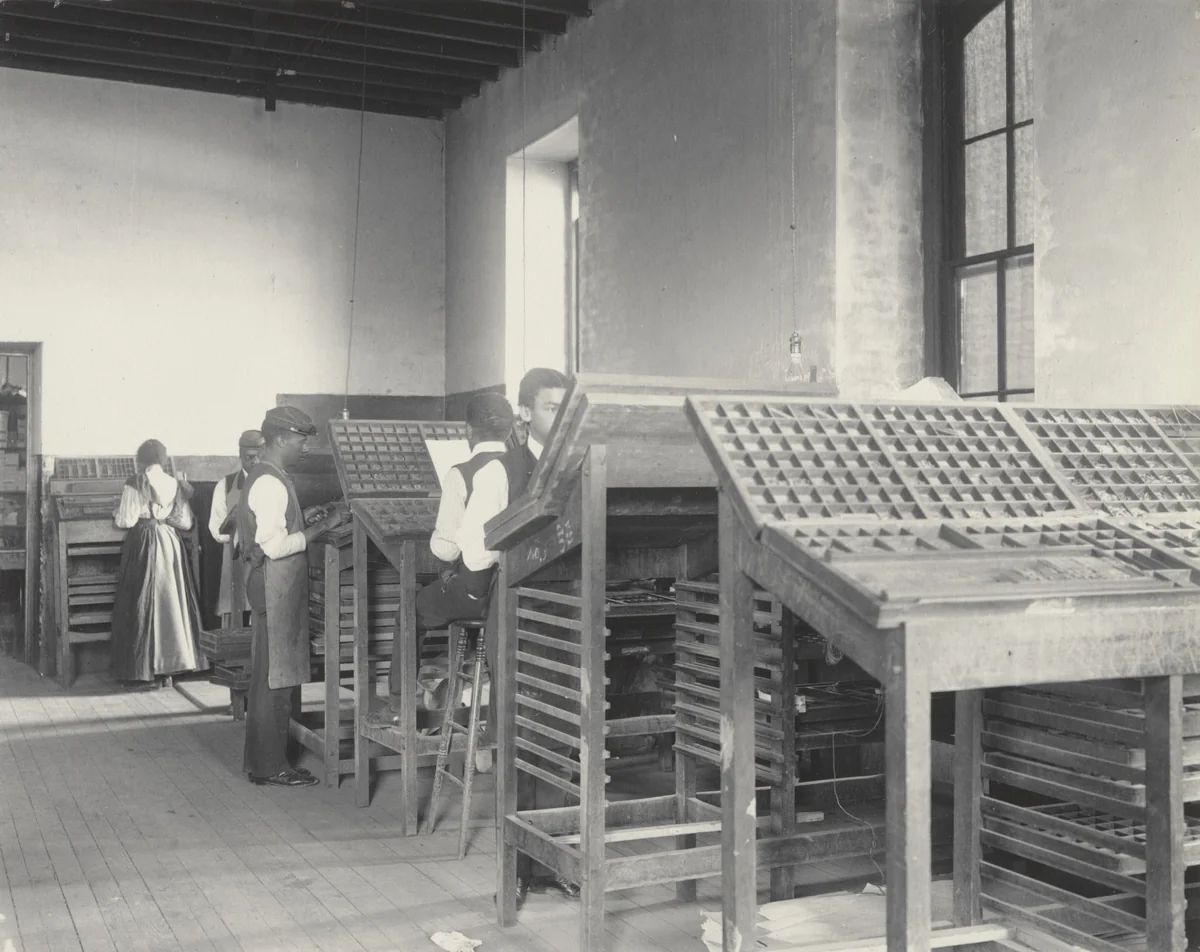 Printing. Compositors at work by Frances Benjamin Johnston, photograph, 1899