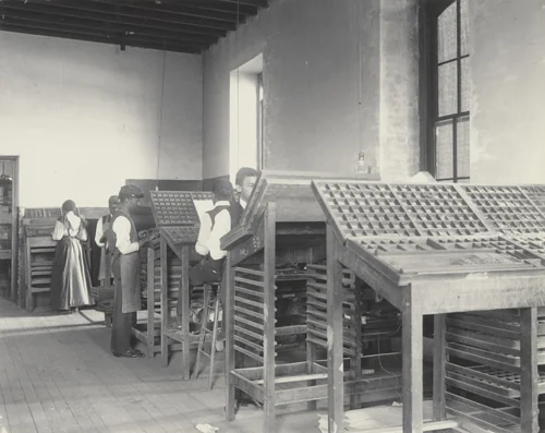 Printing. Compositors at work by Frances Benjamin Johnston, photograph, 1899
