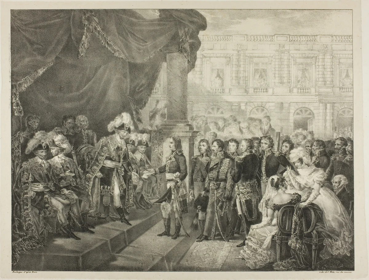 Reception by the Directory, plate 29 from The Political and Military Life of Napoleon by Louis Boulanger
Jean François Bosio
Charles Étienne Pierre Motte
A. V. Arnault, print, 1822