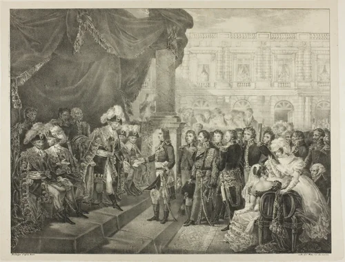 Reception by the Directory, plate 29 from The Political and Military Life of Napoleon by Louis Boulanger
Jean François Bosio
Charles Étienne Pierre Motte
A. V. Arnault, print, 1822