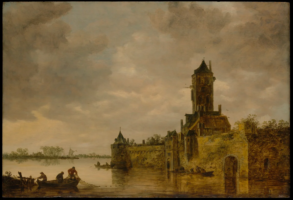 Castle by a River by Jan van Goyen, painting, 1647