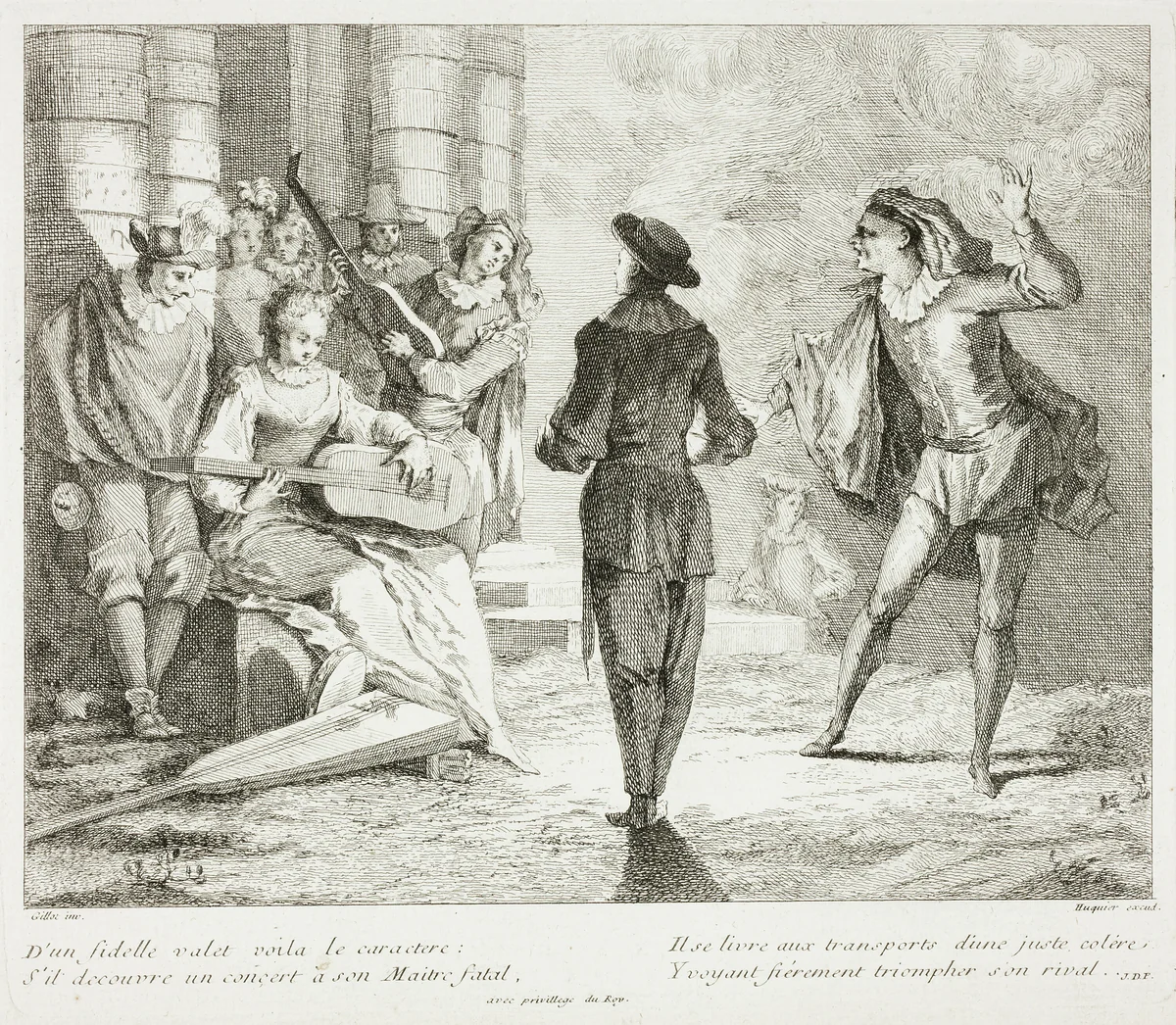 Plate from Livre de Scenes Comiques by Gabriel Huquier, print, 1729-1732