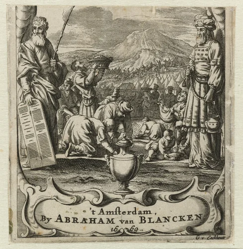 De inzameling van het manna by anonymous, print, 1669